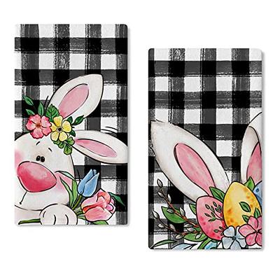 2 Checkered Hand Towel Black and White Kitchen Towels Cat Themed Dishtowel  Plaid