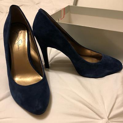 Jessica Simpson Shoes Jessica Simpson Blue Suede Heels 11m Color Black Blue Size 11 Yahoo Shopping