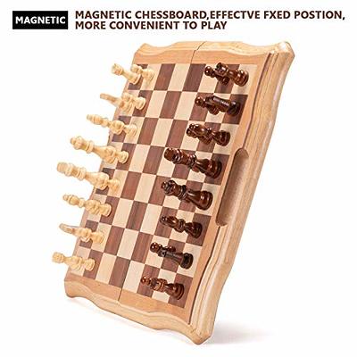  AMEROUS 15 Inches Magnetic Wooden Chess Set - 2 Extra