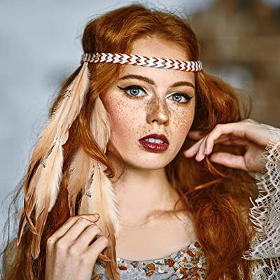Boho Feather Hair Clips Hippie Hair Extensions 6 Pcs Indian Tribal