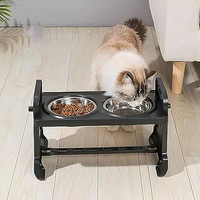 Vantic Elevated Dog Bowls-Adjustable Raised Dog Bowls with Stand for Small  Size Dogs and Cats,Durable Bamboo Dog Feeder with 2 Stainless Steel Bowls  and Non-Slip Feet 
