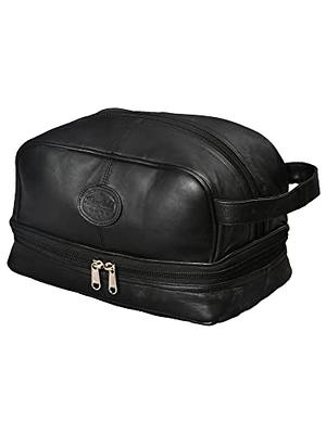 Mens Toiletry Bag Shaving Dopp Kit For Travel by Bayfield Bags (Black)  Bottom Storage Holds More-Leather Toiletry Bag For Men-Bathroom Shower Bag  For Grooming Toiletries 