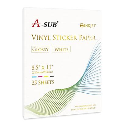 40 Sheets Printable Vinyl Sticker Paper for Inkjet Printers Glossy White  Waterproof Label Decal Paper Self Adhesive, 8.5x11 inch 