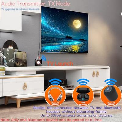 EMUTECK Bluetooth Audio Transmitter Receiver with Remote, 5-in-1 Bluetooth  5.0 Adapter for TV Car