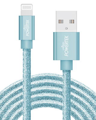 Liquipel Powertek iPhone Charger Cable [MFI Certified], Fast Charging 6ft  Lightning to USB Cord Adapter, Compatible for iPad, Metallic Shine Electric  Blue 