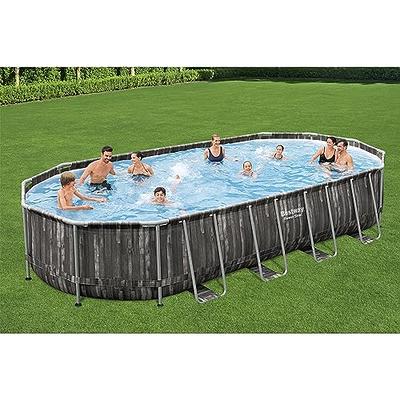 Bestway Power Steel 24\' Yahoo Ground Frame Rectangular Shopping Pool x Pump, Above Metal 2500 48\