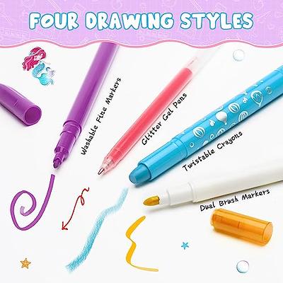 Glitter Mermaid Marker Set with Pencil Case - 56 PCS Scented Markers for  Kids Girls Birthday Christmas