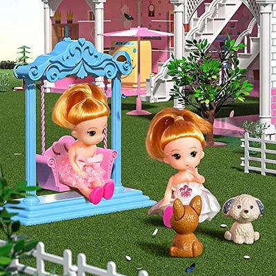 TEMI Doll House with 2 Doll Toy Figures, 4-Story 10 Rooms Dollhouse with  Accessories and Furniture, Toddler Playhouse Gift for Kids Ages 3 Toys for  3