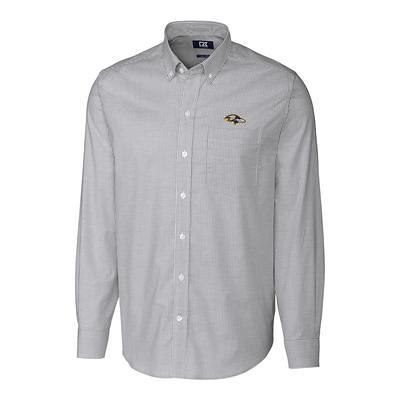 New Orleans Saints Cutter & Buck Stretch Oxford Short Sleeve Woven Button Down Shirt - Charcoal