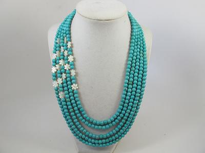 LUC 925 SILVER LARGE CHUNKY TURQUOISE NECKLACE WITH TURQUOISE BEAD SPACERS  | eBay