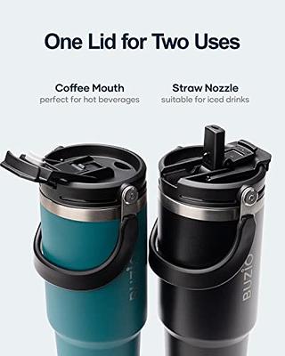 BUZIO Insulated Wide Mouth Straw Water Bottle