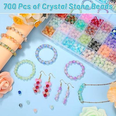 700 Pieces Glass Beads for Jewelry Making, 28 Colors 8mm Crystal Bracelet  and DIY Craft Beads Kit