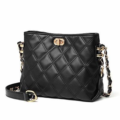 GUSEES LuckSeed Small Crossbody Bags for Women Quilted Leather Shoulder Bag  Handbags Clutch Purses, Black: Handbags