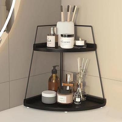 Weidace Corner Bathroom Counter Organizer Bathroom Countertop Shelf Makeup  Organizer for Vanity Perfume Tray for Corner Storage (2 Tiers, Grey)