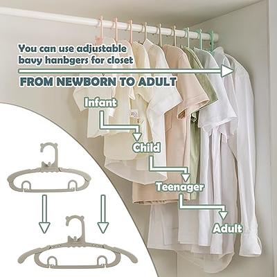 Adjustable Baby Hangers, Plastic Non-Slip Stackable Baby Hanger, Durable &  Great as Newborn Kid Child Children Toddler or Infant Clothes Racks for  Nursery Closet Wardrobe Pack of 10 