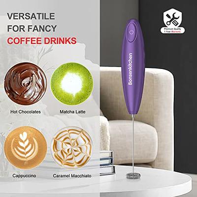 Double Grip Milk Frother for Coffee with Upgraded Holster Stand - Red