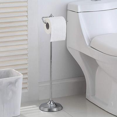 Free Standing Toilet Paper Holder with Storage Shelf and Extra Roll Holder  in Matte Black