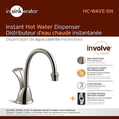 InSinkErator Involve Wave Series Instant Hot & Cold Water Dispenser with  Filtration System & 2-Handle 6.75 in. Faucet in Satin Nickel HC-WAVESN-SS