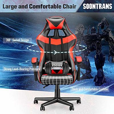 Soontrans Red Gaming Chair,Computer Chair with Massage Lumbar Support and  Headrest,Height Adjustment Desk Chair with High-Back,Red Rolling Gamer Chair  with Linkage Armrests(Ruby Red) - Yahoo Shopping