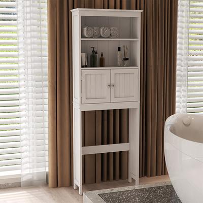 White Wood 2 -Tier Toilet Bathroom Spacesaver Storage Shelf