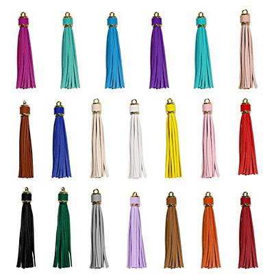 HOVEOX 20 Pieces 3.9 inch Faux Leather Tassel Bulk Keychain