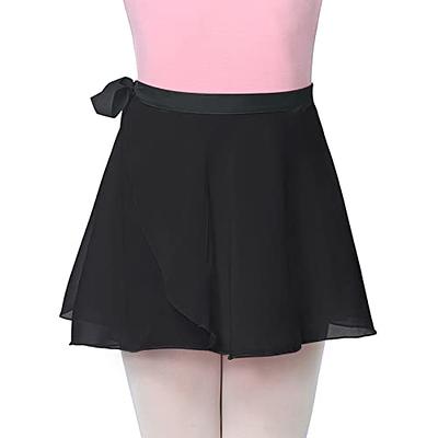 Durio Black Ballet Wrap Skirt Pull-on Ballet Skirts for Girls