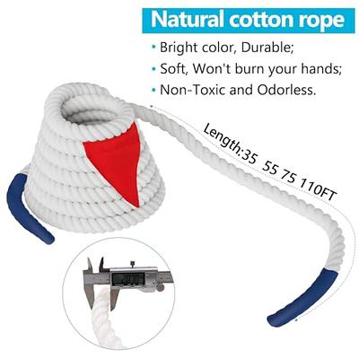 X XBEN Tug of War Rope with Flag for Kids, Teens and Adults, Soft  Polypropylene Rope Games for Team Building Activities, Family Reunion,  Birthday Party-15 ft,55 ft,110 ft (White, 55 Feet) 