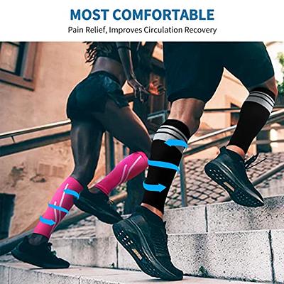 Pair Compression Sleeves Support Leg Calf Brace Socks SportMen Women Pain  Relief