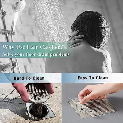 Disposable Hair Catcher Shower Drain Mesh Stickers, Cutable Shower Drain  Cover Hair Catcher for Any Length,Hair Stopper for Linear Shower Drain with
