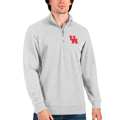 Men's Antigua Heathered Gray Pittsburgh Steelers Action Quarter-Zip  Pullover Sweatshirt