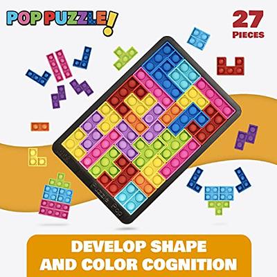 Power Your Fun Pop Puzzle Popper Fidget Game - 27pc Jigsaw Puzzle Game Pop  Push It Bubble Sensory Fidget Toys for Learning, Stress Relief Silicone Pop