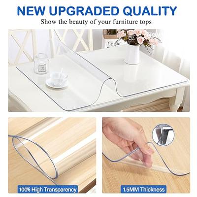 Square Tablecloth Protector 24 x 24 inch Clear Desk Cover Protector 1.5 mm Thick Plastic Table Pad Mat Wooden Table Protector Desk Protector for End