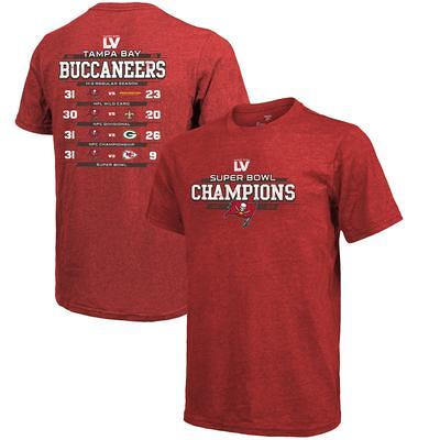 Men's Fanatics Branded Red Tampa Bay Buccaneers Super Bowl LV Champions Running Back Schedule T-Shirt Size: Small