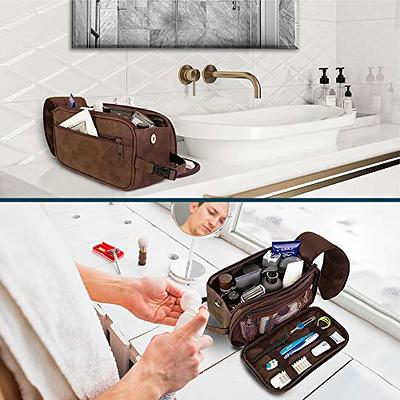 Pavilia Toiletry Bag for Men Travel Toiletries Bag | Water-Resistant Dopp Kit PU Leather Shaving Bag Organizer for Toiletry Accessories Grooming Hygie