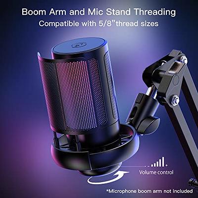FIFINE Streaming PC Microphone and Gaming Headset,Podcast Condenser Mic  with Boom Arm,Pop Filter,USB Headset with 3.5mm Headphones Jack,Detachable