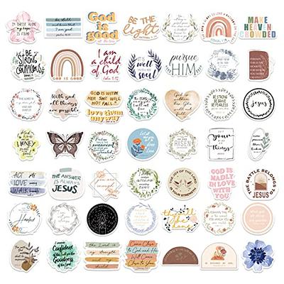 50PCS Bible Stickers Jesus Stickers,Christian Jesus Scripture Stickers,Bible  Verse Stickers,Bible Journaling Supplies,Christian Stickers for Water  Bottles,Christian Stickers for Adults Decals(Bible Stickers)