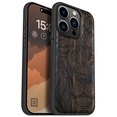 TENDLIN Magnetic Case Compatible with iPhone 15 Pro Case Wood Grain with  Carbon Fiber Texture Design Leather Hybrid Slim Case (Compatible with