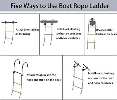 Boat Rope Ladder, 5 Step Heavy Duty 400Lbs Strength Rope Ladder