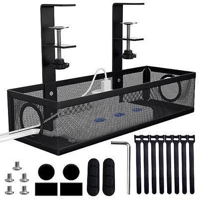 2 Pack Under Desk Cable Management Tray, 16.5'' Desk Cable Organizer Metal  Wire Cord Management Under Desk Organizer for Office, Home, Black