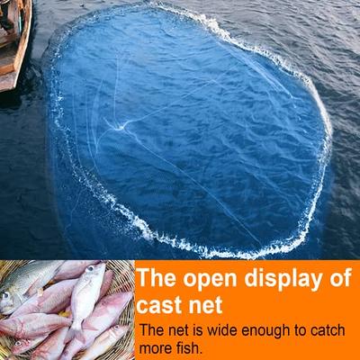  Wide Open Premium Casting Net, Mesh Cast Net, Bait