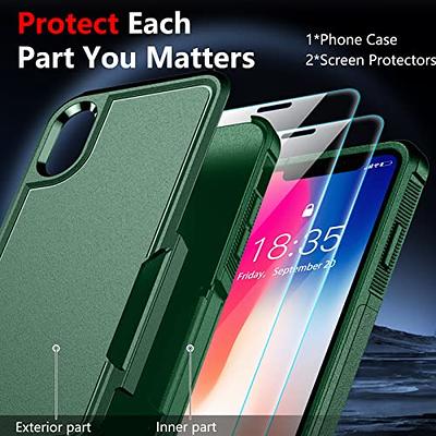 SPIDERCASE Shockproof for iPhone 11 Pro Case, with 2 Pcs Tempered Glass  Screen Protector, Dual Layer Non-Slip Full-Body Protective Phone Case, Black