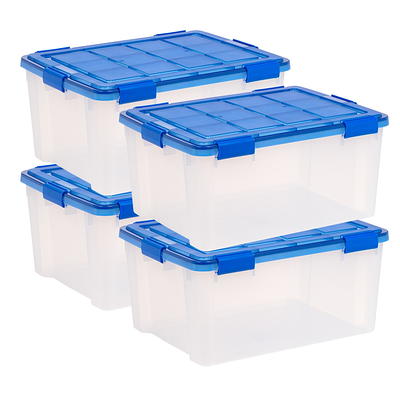 Homz 64 qt Secure Latching Large Clear Plastic Storage Bin w/ Gray Lid (4 Pack)