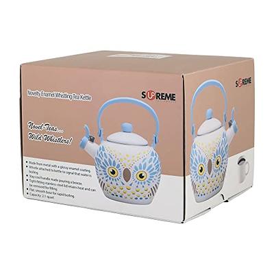 Stove Top Whistling Tea Kettle With always Cool Handle Dishwasher Safe 12  Cup