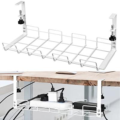 CaSZLUTION Under Desk Cable Management Tray, No Drill Steel Desk