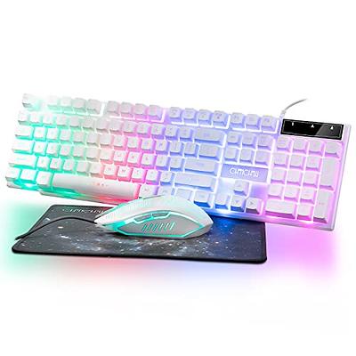 Gaming Keyboard and Mouse Combo-Rainbow Keyboard &Gaming Mouse LED Backlit  3600DPI Wired Mechanical Feeling Compatible with Windows Mac Xbox one ps4  (Illuminated Keys, White) - Yahoo Shopping