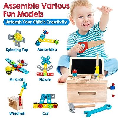 LACCHOUFEE Kids Tool Set Toy, Stem Montessori Toys for 3 4 5 Years Old Boy  Girl, 43 Pcs Wooden Toddler Tool Kits Inc Box, Learning Educational