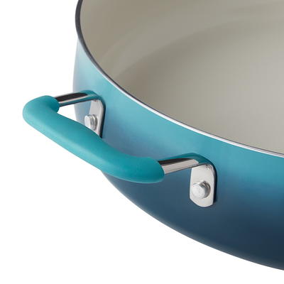 Mainstays Ceramic Nonstick 12 Piece Cookware Set, Teal Ombre, Hand