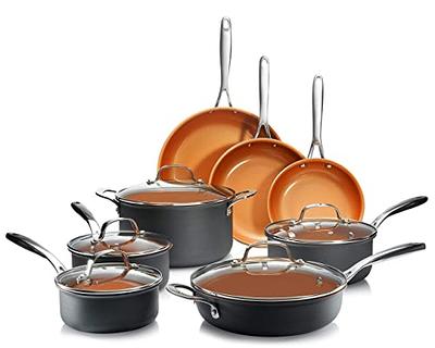 Gibson Soho Lounge Nonstick Forged Aluminum Induction Pots and Pans  Cookware Set W/Cast Iron Skillet, 15-Piece Set, Black
