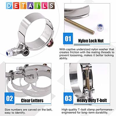 Glarks 5Pcs 41-46mm Stainless Steel T-Bolt Hose Clamps Turbo Intake Soft Hose  Intercooler Clamps - Yahoo Shopping