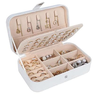SLOZO Travel Jewelry Box,Small Jewelry Organizer Box for Women Girls,Travel  Jewelry Case PU Leather Mini Portable Jewelry Storage Display Holder for